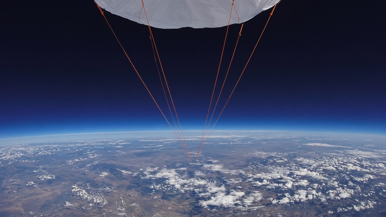 Illustrative payload-camera view of Earth from the edge of the atmosphere